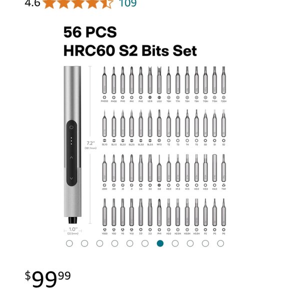 HOTO SNAPBLOQ S-A01 CORDLESS MINI SCREWDRIVER-3.7V RECHARGE-56 BITS/ 3TORQUES - Picture 3 of 11